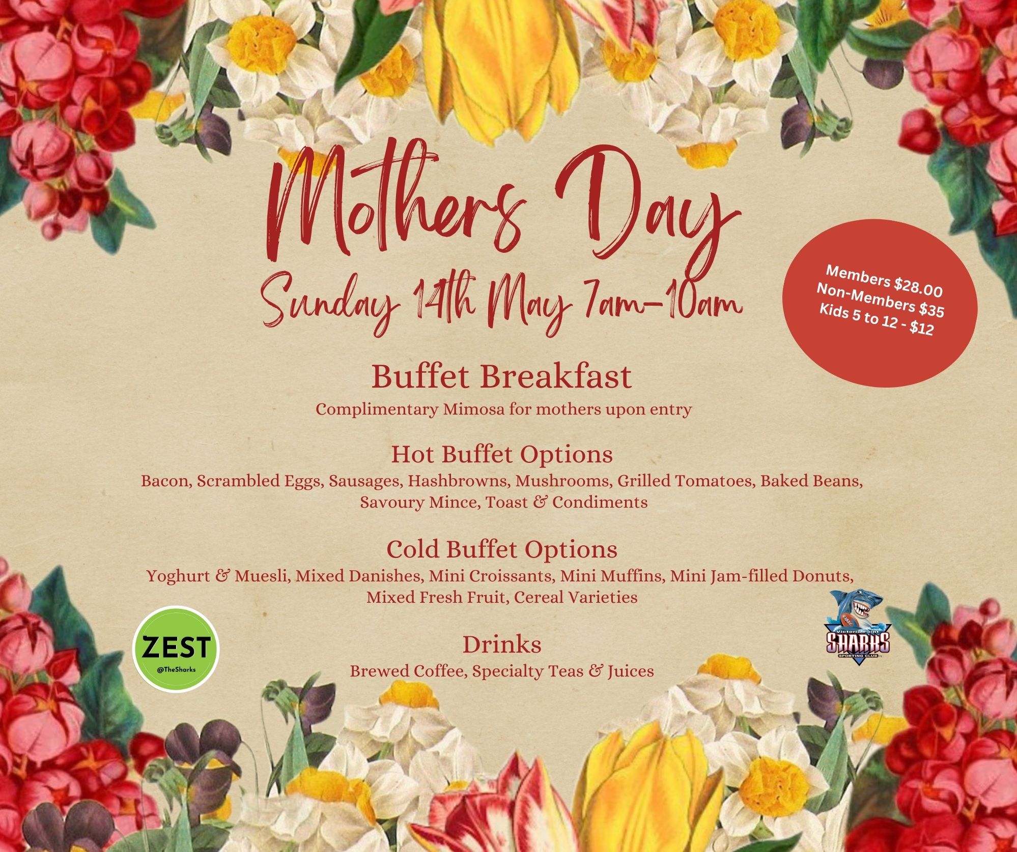 Mother's Day Buffet Breakfast Victoria Point Sharks Sporting Club